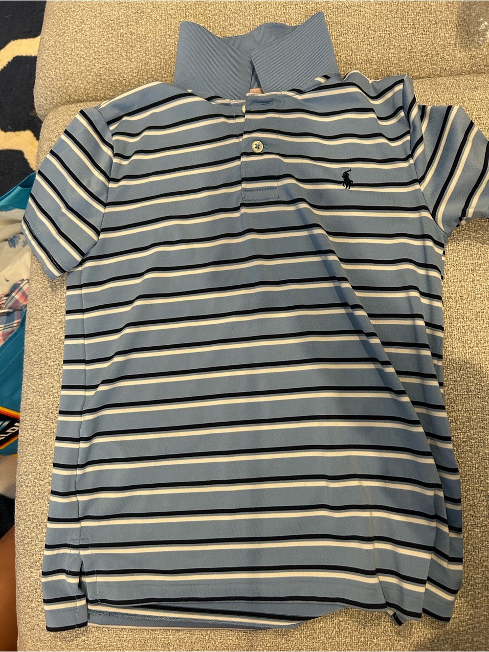 Polo by Ralph Lauren Light Blue Striped Button Down Polo Shirt